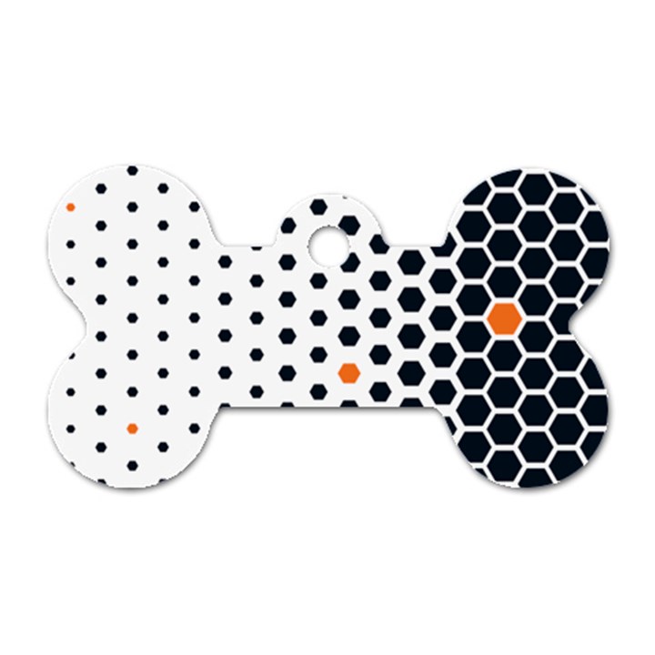 Honeycomb Hexagon Pattern Abstract Dog Tag Bone (One Side)