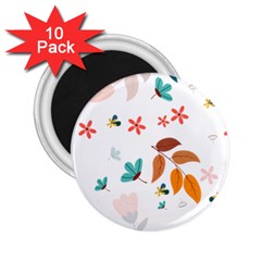 Flowers Leaves Background Floral 2 25  Magnets (10 Pack)  by Grandong