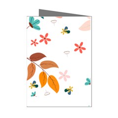 Flowers Leaves Background Floral Mini Greeting Cards (pkg Of 8) by Grandong