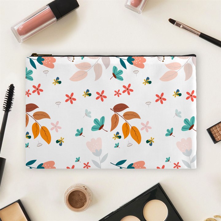 Flowers Leaves Background Floral Cosmetic Bag (Large)