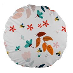 Flowers Leaves Background Floral Large 18  Premium Round Cushions by Grandong