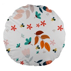 Flowers Leaves Background Floral Large 18  Premium Flano Round Cushions