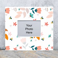 Flowers Leaves Background Floral White Wall Photo Frame 5  X 7 