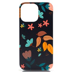 Flowers Leaves Background Floral Iphone 14 Pro Max Black Uv Print Case by Grandong