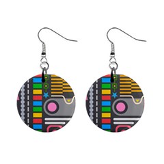 Pattern Geometric Abstract Colorful Arrows Lines Circles Triangles Mini Button Earrings by Grandong