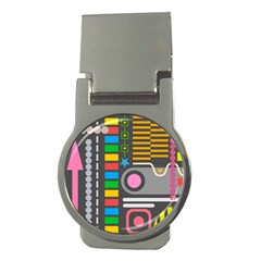 Pattern Geometric Abstract Colorful Arrows Lines Circles Triangles Money Clips (round)  by Grandong