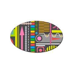 Pattern Geometric Abstract Colorful Arrows Lines Circles Triangles Sticker (oval) by Grandong