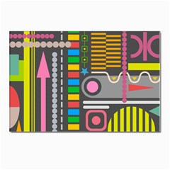 Pattern Geometric Abstract Colorful Arrows Lines Circles Triangles Postcards 5  X 7  (pkg Of 10) by Grandong