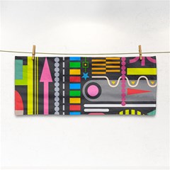 Pattern Geometric Abstract Colorful Arrows Lines Circles Triangles Hand Towel by Grandong