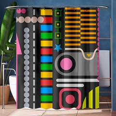 Pattern Geometric Abstract Colorful Arrows Lines Circles Triangles Shower Curtain 60  X 72  (medium)  by Grandong