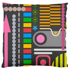 Pattern Geometric Abstract Colorful Arrows Lines Circles Triangles Large Cushion Case (one Side) by Grandong