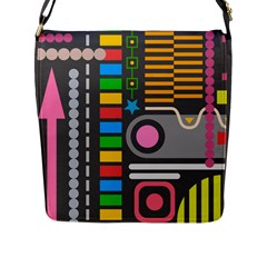 Pattern Geometric Abstract Colorful Arrows Lines Circles Triangles Flap Closure Messenger Bag (l) by Grandong