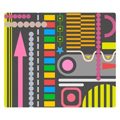 Pattern Geometric Abstract Colorful Arrows Lines Circles Triangles Two Sides Premium Plush Fleece Blanket (small) by Grandong