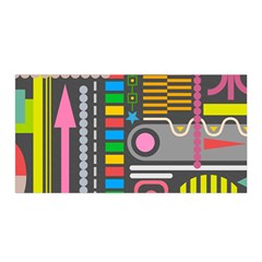 Pattern Geometric Abstract Colorful Arrows Lines Circles Triangles Satin Wrap 35  X 70  by Grandong