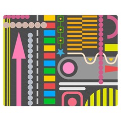 Pattern Geometric Abstract Colorful Arrows Lines Circles Triangles Premium Plush Fleece Blanket (medium) by Grandong