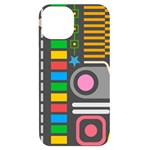 Pattern Geometric Abstract Colorful Arrows Lines Circles Triangles iPhone 14 Black UV Print Case Front