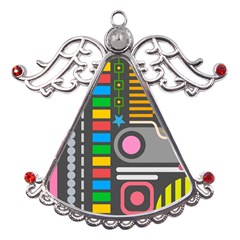 Pattern Geometric Abstract Colorful Arrows Lines Circles Triangles Metal Angel With Crystal Ornament by Grandong