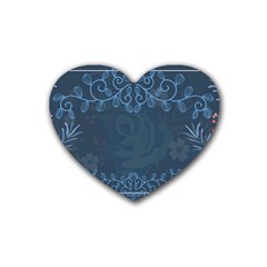 Floral Digital Rubber Heart Coaster (4 Pack) by Grandong