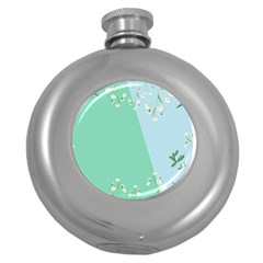 Flower Branch Corolla Wreath Lease Round Hip Flask (5 Oz) by Grandong