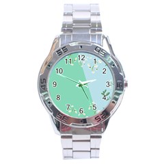 Flower Branch Corolla Wreath Lease Stainless Steel Analogue Watch