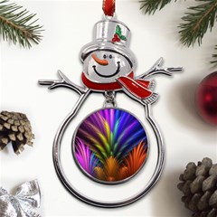 Abstract Colors - , Abstract Colors Metal Snowman Ornament by nateshop