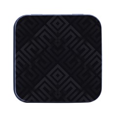 Black Pattern, Black, Pattern Square Metal Box (black) by nateshop