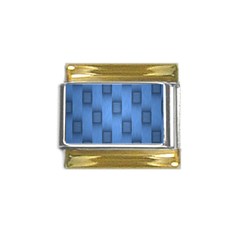 Blue Pattern Texture Gold Trim Italian Charm (9mm) by nateshop