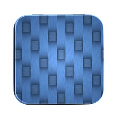 Blue Pattern Texture Square Metal Box (black) by nateshop