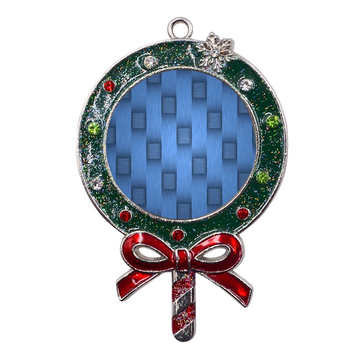 Blue Pattern Texture Metal X Mas Lollipop with Crystal Ornament