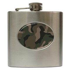 Camo, Abstract, Beige, Black, Brown Military, Mixed, Olive Hip Flask (6 Oz) by nateshop