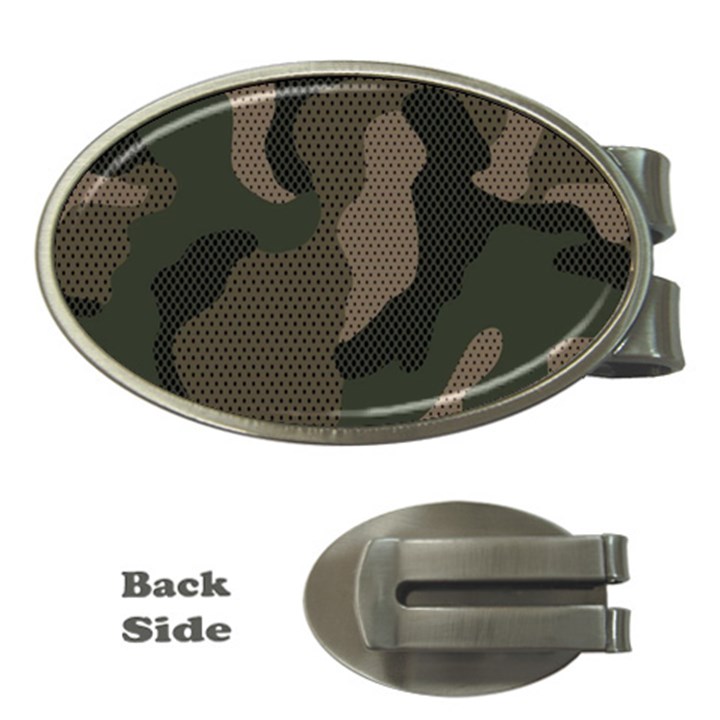 Camo, Abstract, Beige, Black, Brown Military, Mixed, Olive Money Clips (Oval) 