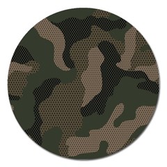 Camo, Abstract, Beige, Black, Brown Military, Mixed, Olive Magnet 5  (round) by nateshop