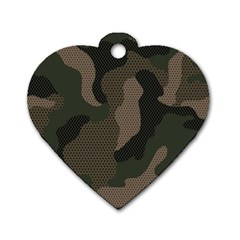 Camo, Abstract, Beige, Black, Brown Military, Mixed, Olive Dog Tag Heart (two Sides) by nateshop