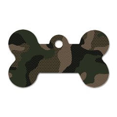 Camo, Abstract, Beige, Black, Brown Military, Mixed, Olive Dog Tag Bone (one Side) by nateshop