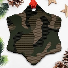 Camo, Abstract, Beige, Black, Brown Military, Mixed, Olive Snowflake Ornament (two Sides) by nateshop