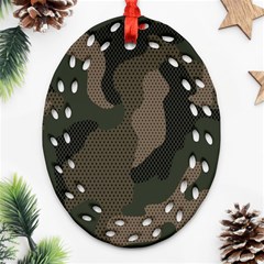 Camo, Abstract, Beige, Black, Brown Military, Mixed, Olive Oval Filigree Ornament (two Sides) by nateshop