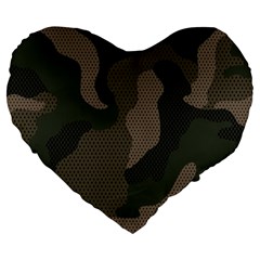 Camo, Abstract, Beige, Black, Brown Military, Mixed, Olive Large 19  Premium Flano Heart Shape Cushions by nateshop