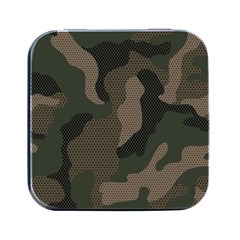 Camo, Abstract, Beige, Black, Brown Military, Mixed, Olive Square Metal Box (black) by nateshop