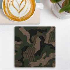 Camo, Abstract, Beige, Black, Brown Military, Mixed, Olive Uv Print Square Tile Coaster  by nateshop