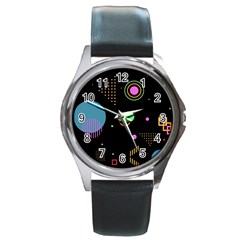 Colartive, Aesthetic, Amoled, Black, Colorful, Desenho Round Metal Watch