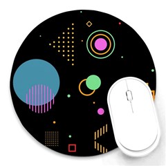 Colartive, Aesthetic, Amoled, Black, Colorful, Desenho Round Mousepad by nateshop