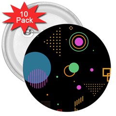 Colartive, Aesthetic, Amoled, Black, Colorful, Desenho 3  Buttons (10 Pack)  by nateshop