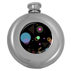 Colartive, Aesthetic, Amoled, Black, Colorful, Desenho Round Hip Flask (5 oz)