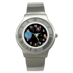 Colartive, Aesthetic, Amoled, Black, Colorful, Desenho Stainless Steel Watch by nateshop