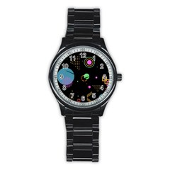 Colartive, Aesthetic, Amoled, Black, Colorful, Desenho Stainless Steel Round Watch by nateshop