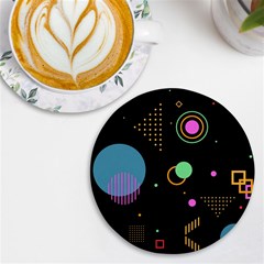 Colartive, Aesthetic, Amoled, Black, Colorful, Desenho UV Print Round Tile Coaster