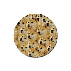 Doge, Memes, Pattern Rubber Coaster (round) by nateshop