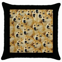 Doge, Memes, Pattern Throw Pillow Case (black) by nateshop