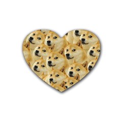 Doge, Memes, Pattern Rubber Coaster (heart) by nateshop