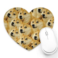 Doge, Memes, Pattern Heart Mousepad by nateshop